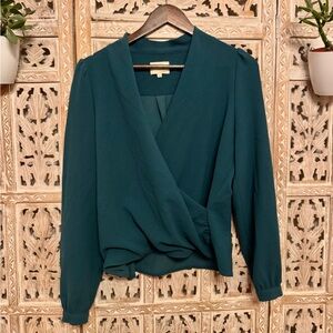 Sezane Teal Wrap Blouse